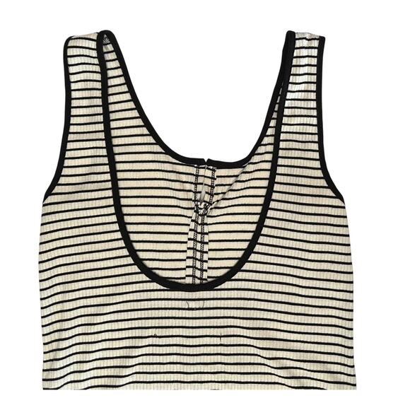2/$30 UO Out From Under Striped Notch Neck Bodysuit White Black Size L - Picture 7 of 11